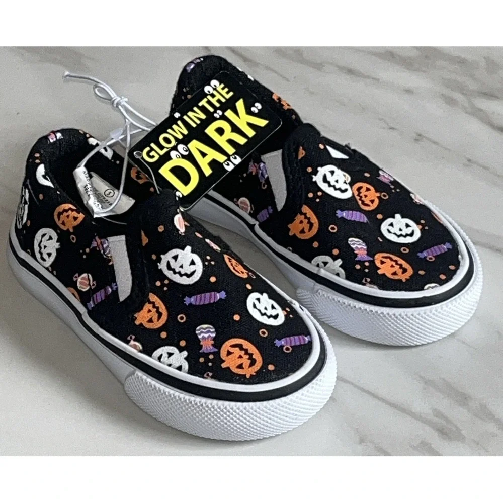 Tommy Bahama Toddler 5 Slip-On Shoes Pumpkins Candy Halloween Glow‎ in the Dark
